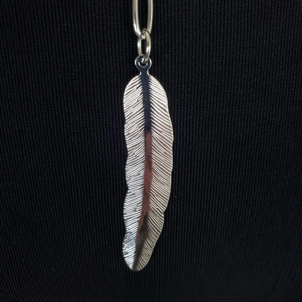 ADORNIA Mixed Chain Feather Lariat Layered Necklace NEW